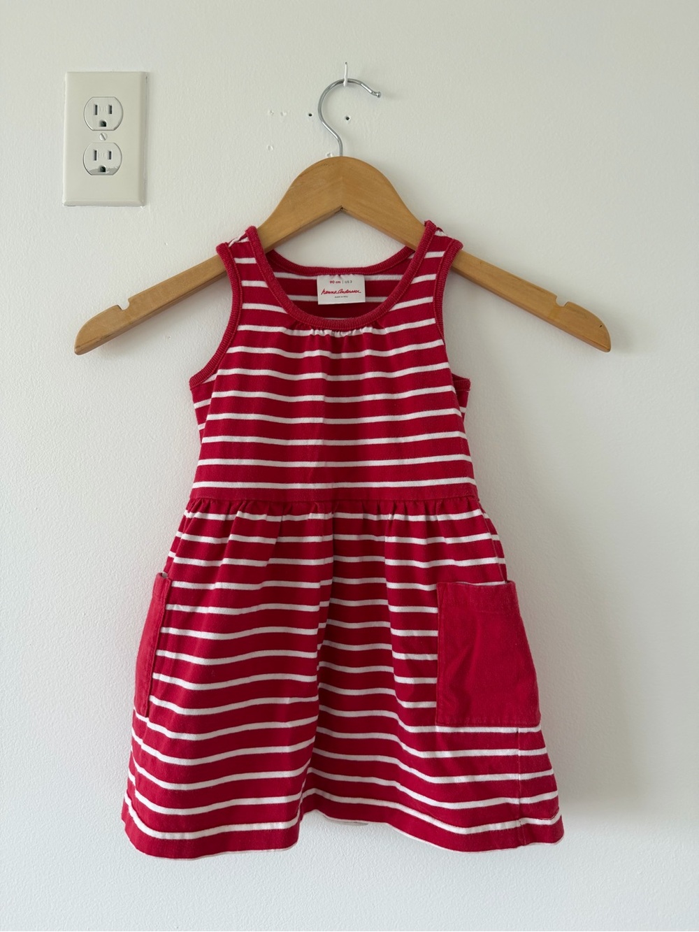 Hanna Andersson Red & White Striped Pocket Tank Dress 3T